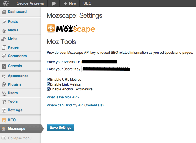 Mozscape Wordpress Plugin